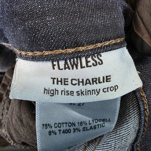 Joe's Jeans Womens Size 27 Dark Wash The Charlie High Rise Skinny Crop Raw Hem - Picture 10 of 12